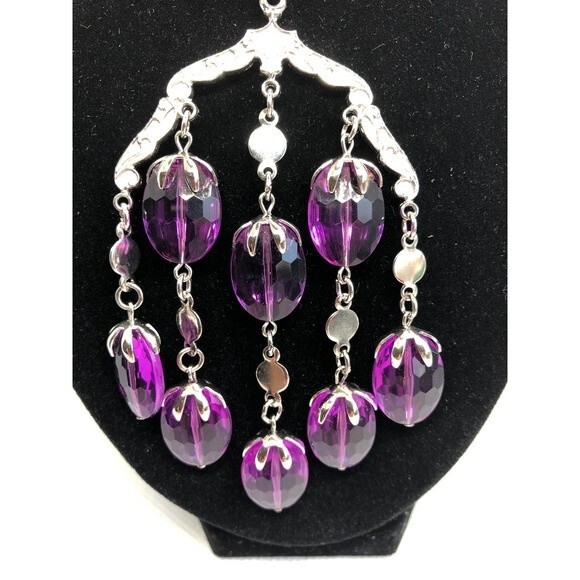 Sarah Coventry Purple Silver Necklace - Picture 2 of 3